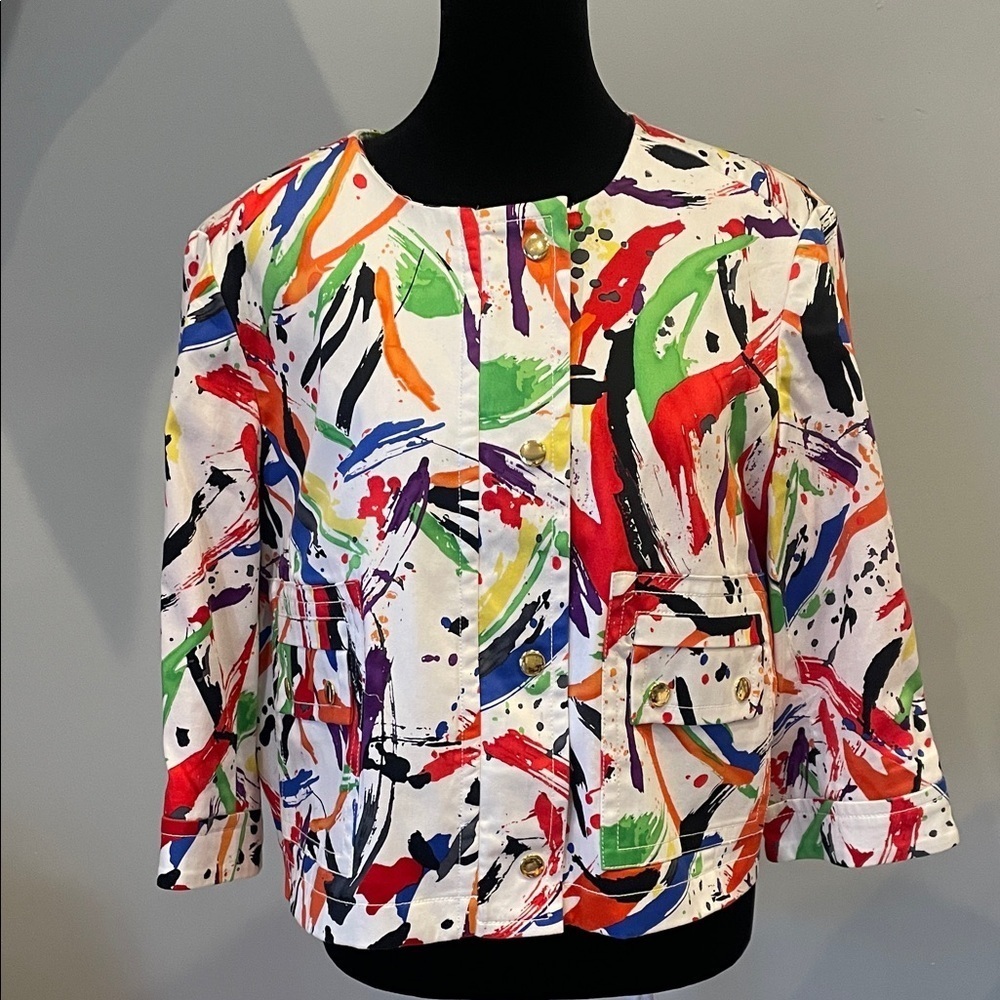 Colorful Abstract Print Jacket like new size 12
